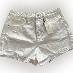 high rise denim shorts